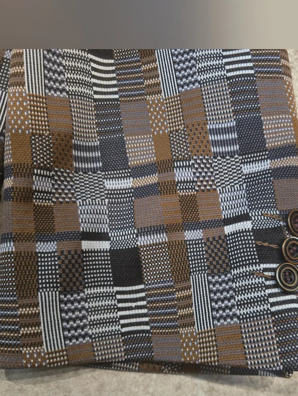 Vtg 1972 Bespoke Nat Diamond Blazer 42 L? Psychedelic Mod Lining Pattern Jacket
